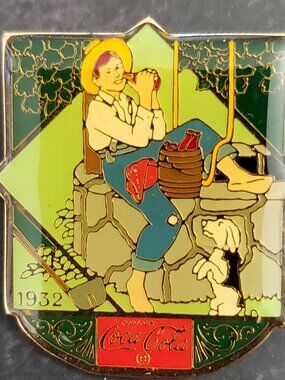 Coca Cola Boy & His Dog 1 inch Pinback 1985 Vintage